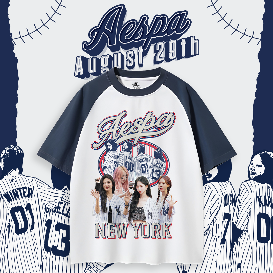 AESPA Baseball Inspired Vintage T-shirt