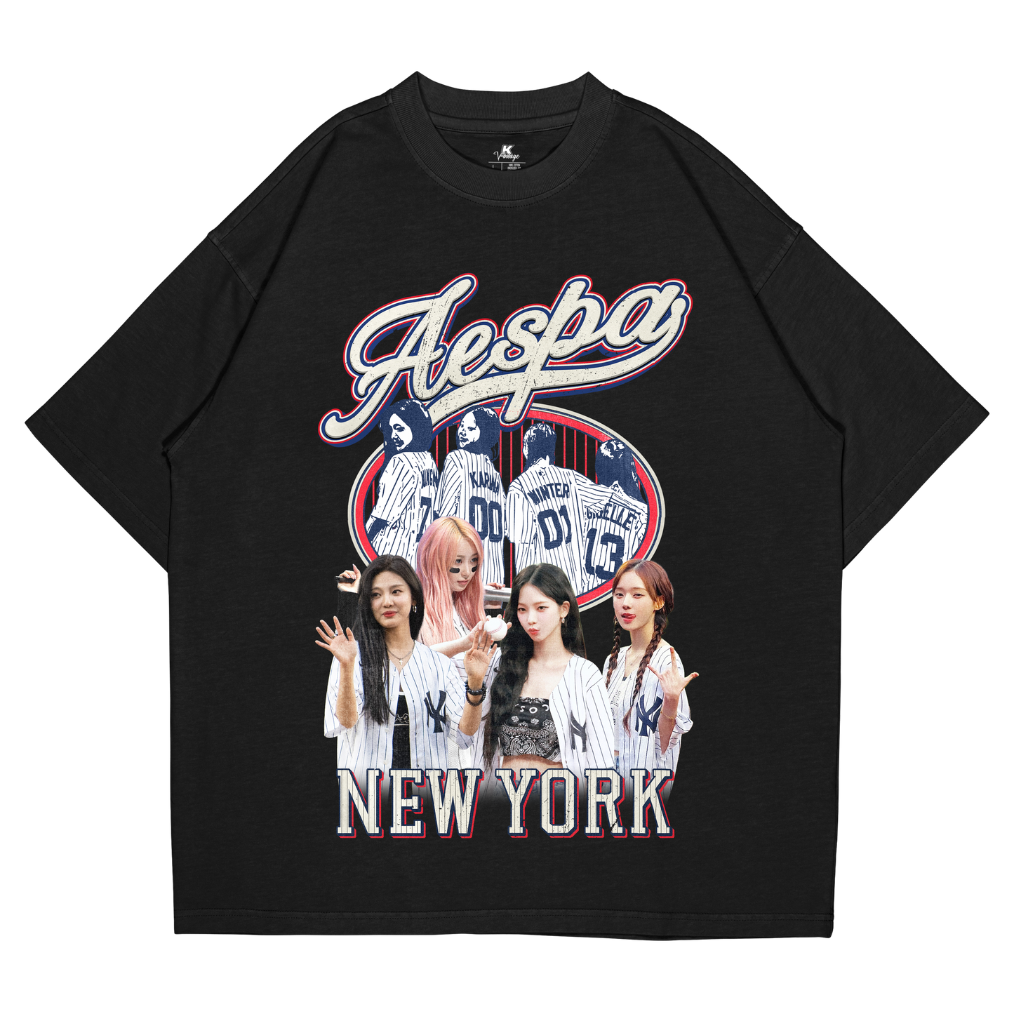 AESPA Baseball Inspired Vintage T-shirt