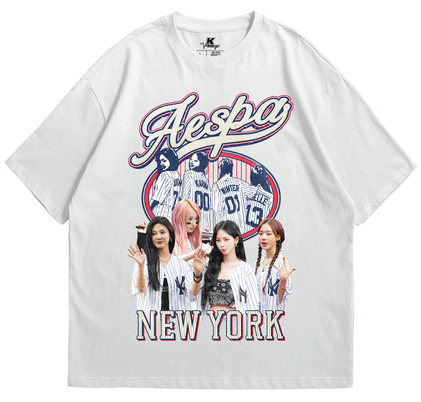 AESPA Baseball Inspired Vintage T-shirt
