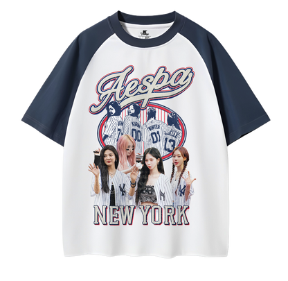 AESPA Baseball Inspired Vintage T-shirt