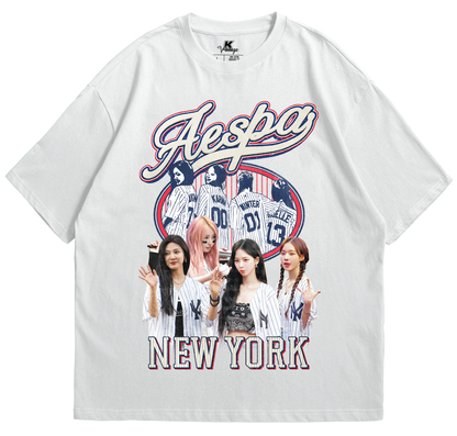 AESPA Baseball Inspired Vintage T-shirt